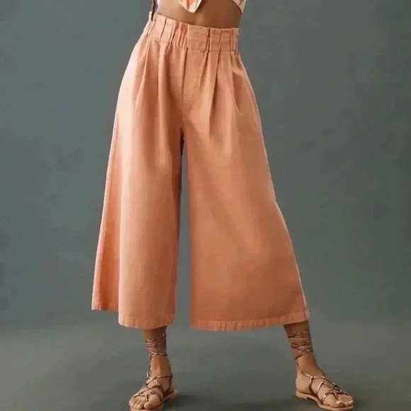 Pilcro Denim - Anthropologie Pilcro High-Rise Cropped Paperbag Jeans in Peach, NWT, size XL